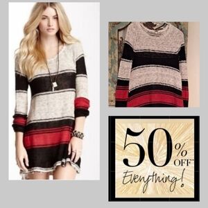 Free People Black and Red Striped Sweater. Excellent Condition Size XS